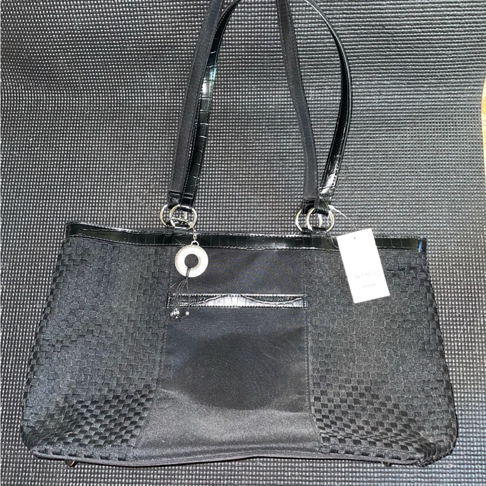 Vintage Y2K Coldwater Creek
Black Woven Basket Weave
Grosgrain Tote Bag Purse